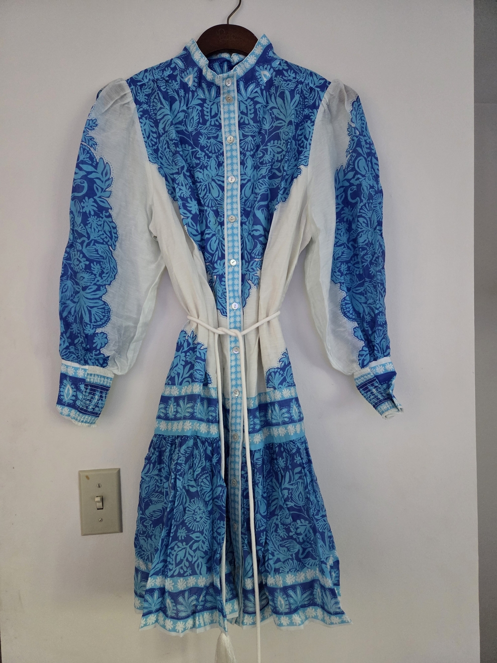 Lilly Pulitzer Blue & White Floral Button-Front Long Sleeve Dress